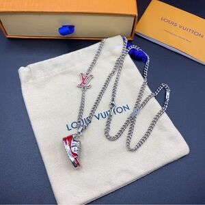 Louis Vuitton Silver and Red Necklace